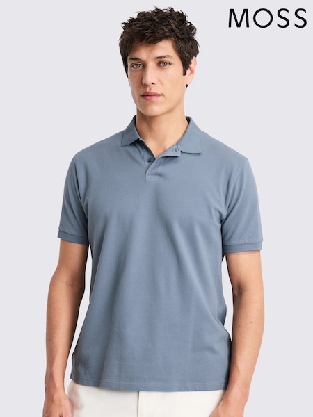 MOSS Blue Pique Polo Shirt (F63166) | €43