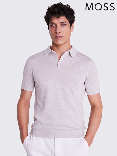 MOSS Natural Merino Knitted Polo Shirt (F63169) | $87