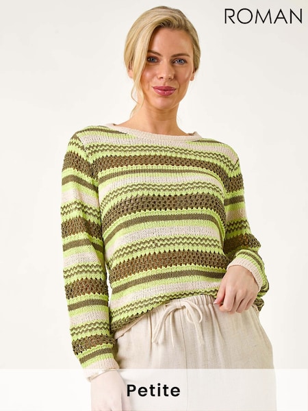 Roman Green Stripe Print Stretch Knit Jumper (F63221) | € 42