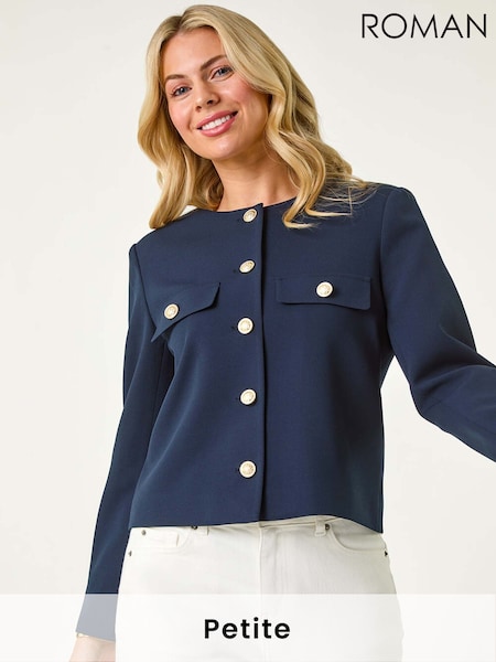 כחול  - Roman Petite Button Fastening Jacket (F63222) | ‏409‏₪