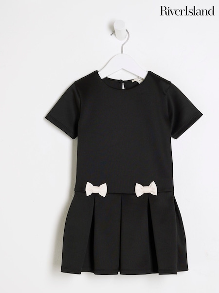 River Island Black Girls Scuba Bow 100% Cotton Dress (F63240) | €29