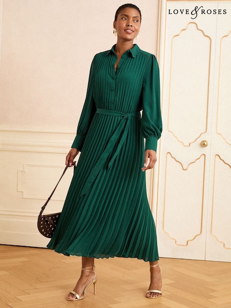 Verde - Rochie midi plisată Love & Roses (F63263) | 492 LEI