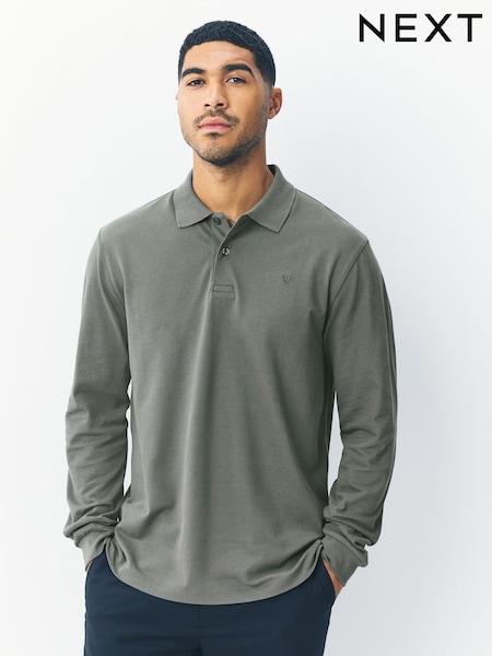 Petrol Green Regular Fit Long Sleeve Pique Polo Shirt (F63280) | €23