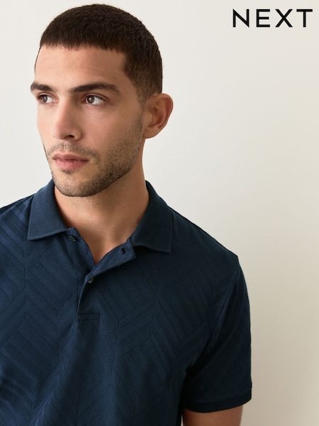Navy Blue Regular Fit Smart Quarter Zip Polo Shirt (F63286) | 1,225 UAH