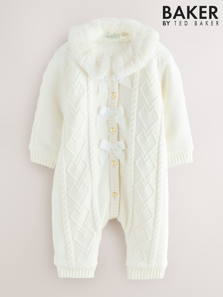 Baker by Ted Baker Cream Knitted Fleece Pramsuit (F63316) | €50 - €54