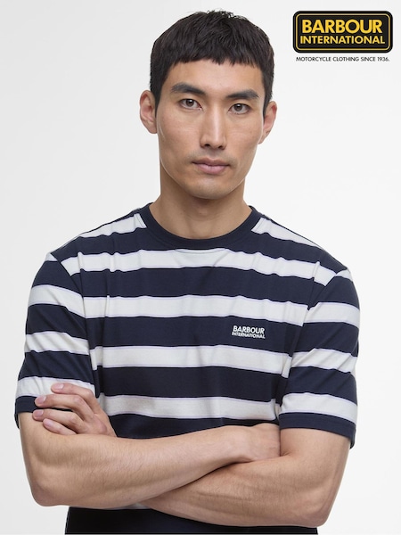 Barbour® International Blue Luca Stripe 100% Cotton T-Shirt (F63332) | 247 QAR