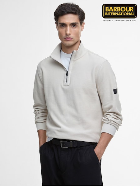 Barbour® International Grey Samuel Funnel Mist 100% Cotton Jumper (F63350) | ‏402‏₪