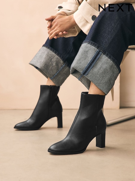 Black Forever Comfort® Block Heeled Ankle Boots (F63485) | 180 QAR