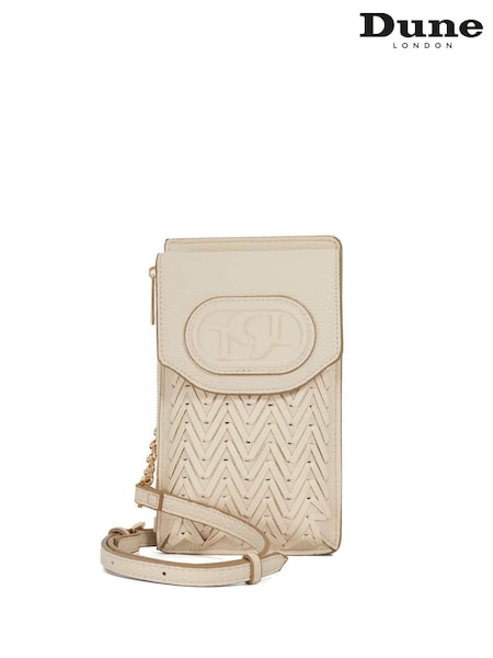 Dune London Cream Dove Samely Debossed Logo Phone Cross-Body Bag (F63510) | €75