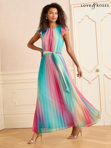 Love & Roses Pink Ombre Ruffle Detail Midi Dress (F63547) | €113