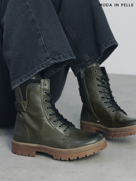 Moda In Pelle Odcombe Elastic Top Lace Up Biker Boots (F63600) | €196