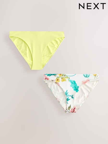 White Floral/Lime - High Leg Bikini Bottoms 2 Pack (F63603) | R$ 245