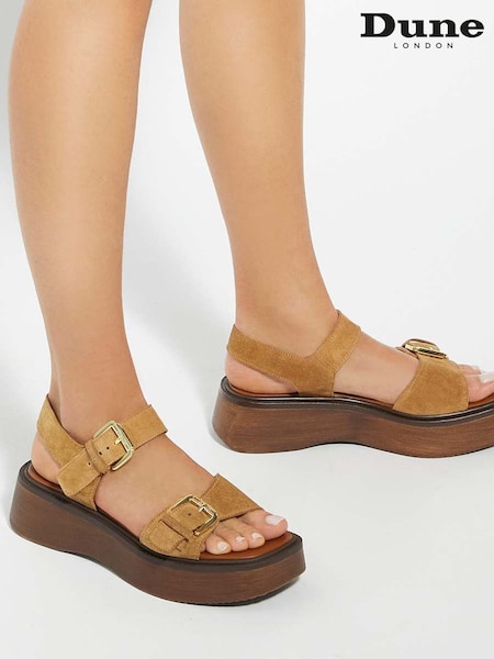 Dune London Cream Black Luno Buckle Flatform Sandals (F63682) | €126