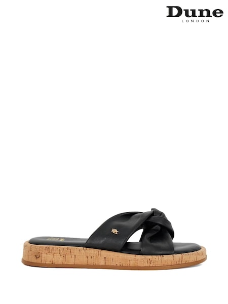 Negru - Sandale din plută cu barete încrucișate Dune London Lita (F63694) | 663 LEI