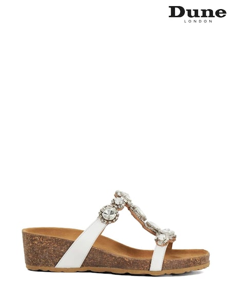 Dune London White Kristan Multi Gem Strap Wedge (F63695) | € 139