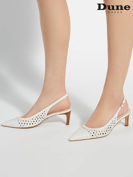 Bela - Dune London Divided Weave Kitten Slingback Shoes (F63696) | € 130