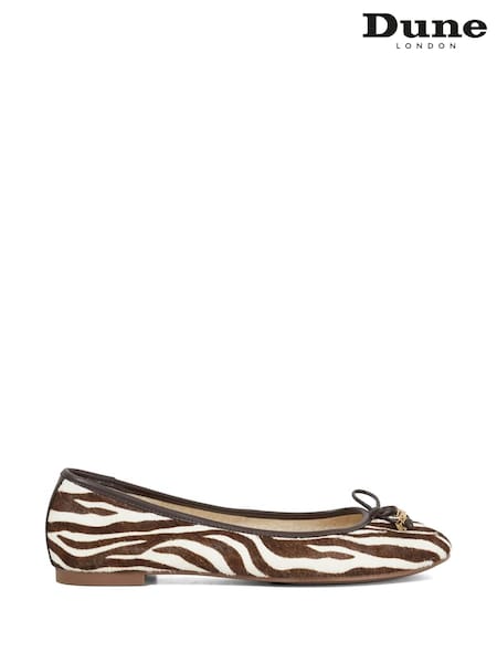 Dune London Animal Light Standard Fit Hallo Charm Trim Leather Ballet Shoes (F63700) | R$ 680