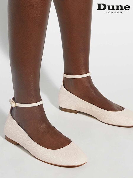 Dune London Cream Hoop Ankle Strap Ballet Shoes (F63704) | $121