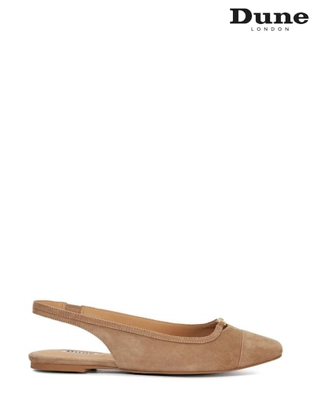 Dune London Brown Hanna Slingback Toe Cap Flat Shoes (F63706) | €118