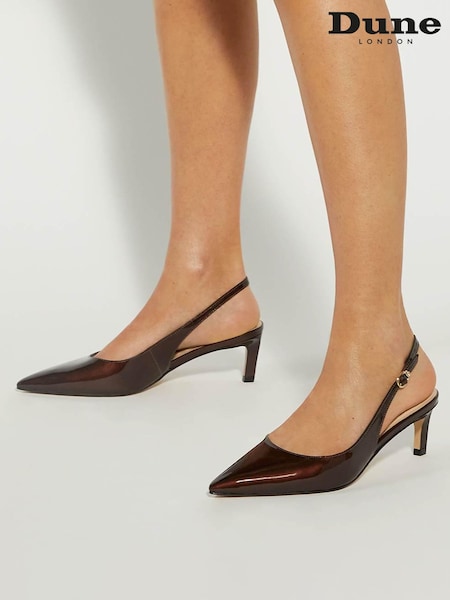 Dune London tan Brown Celinna Set Back Kitten Slingback Shoes (F63708) | € 154
