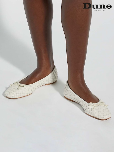 Cream - Dune London Heat Woven Ballerina Shoes (F63715) | 588 LEI