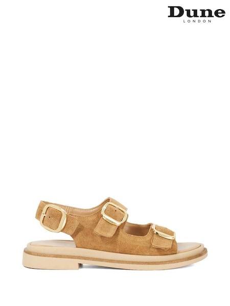 Dune London Cream Luckles Triple Buckle Chunky Sandals (F63718) | €113