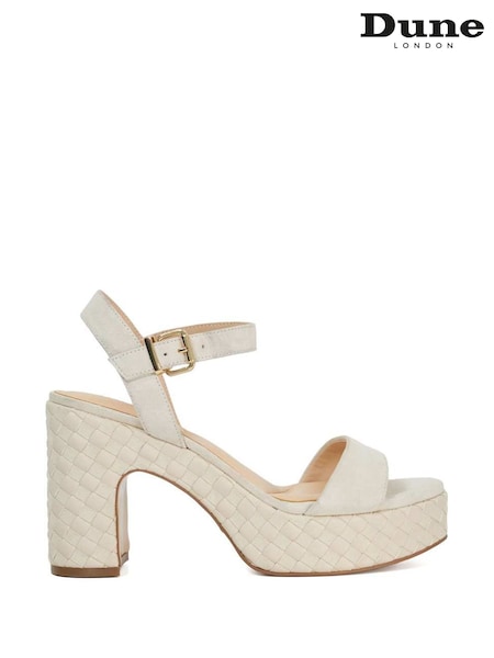 Dune London Cream Monotone Platform Heel Sandals (F63726) | €138