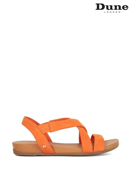 Dune London Orange Standard Fit Landies Cross Strap Comfort Flat Sandals (F63728) | €106