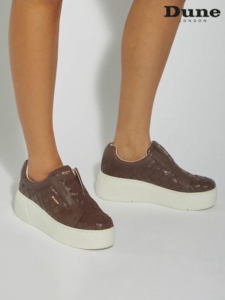 Dune London Tan Brown Esthie Slip On Trainers (F63734) | €126