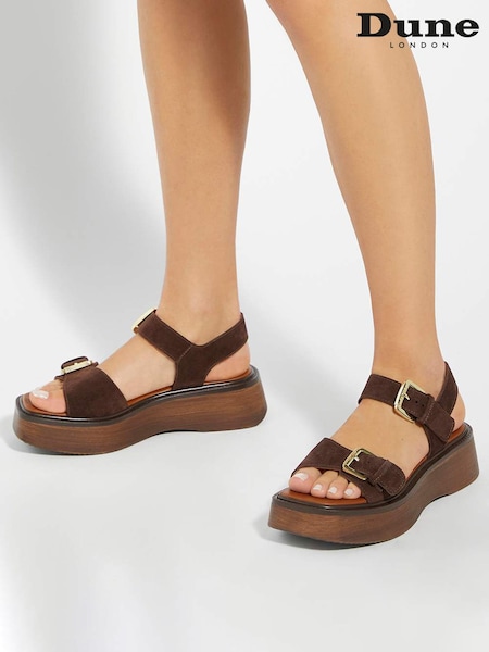 Dune London Brown Luno Buckle Flatform Sandals (F63737) | 5,948 UAH