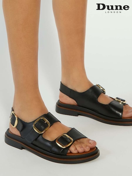 Dune London Black Luckles Triple Buckle Chunky Sandals (F63752) | €113