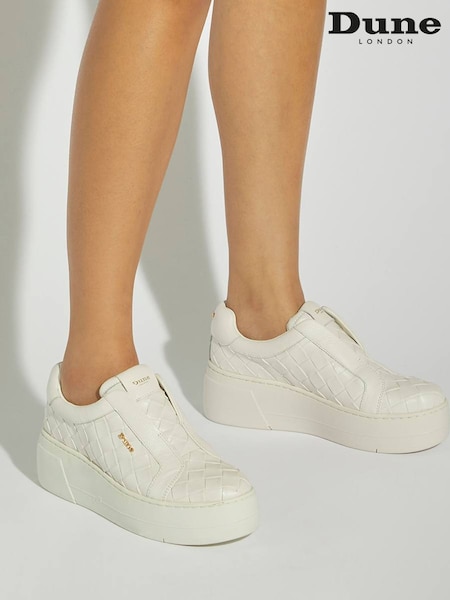 Dune London Pearl White Esthie Slip On Trainers (F63766) | €126