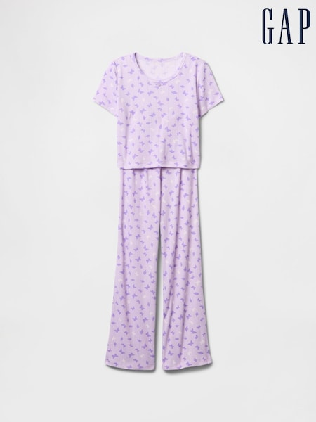 Gap Purple Bow Pointelle Long Pyjamas (6-13yrs) (F63870) | €43