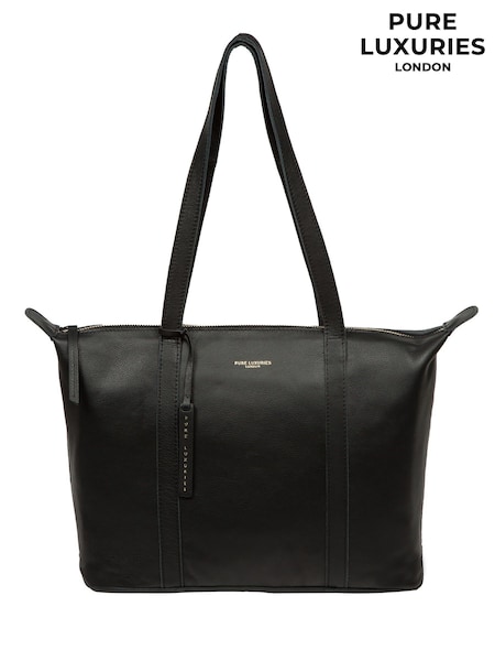 Pure Luxuries London 'Alcester' Leather Black Tote Bag (F63894) | ₪246