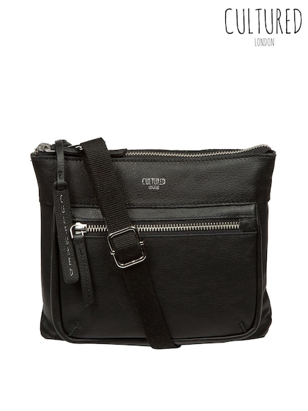 Cultured London 'kaia' Leather Cross-body Black Bag (F63895) | kr820