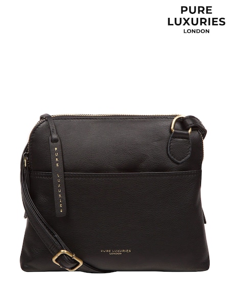 Pure Luxuries London 'kirkham' Leather Cross-body Black Bag (F63896) | kr800