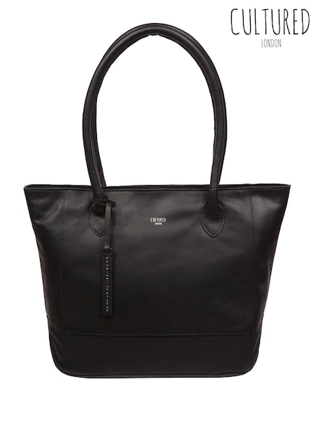 Cultured London 'Sabine' Leather Black Tote Bag (F63900) | €77