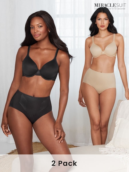 Light Tummy Control Waistline Briefs In Black And Stucco 2 Pack (F63930) | €83