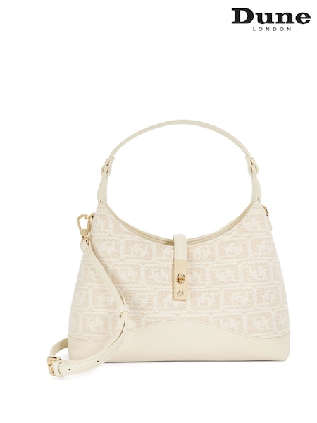 Dune London Cream Dorset Medium Turnlock Shoulder Bag (F63940) | €228