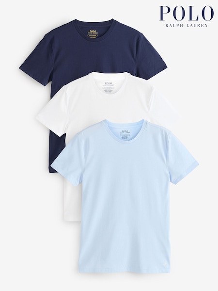 Polo Ralph Lauren Blue Chrome Slim 100% Cotton T-Shirts 3 Pack (F63991) | €83