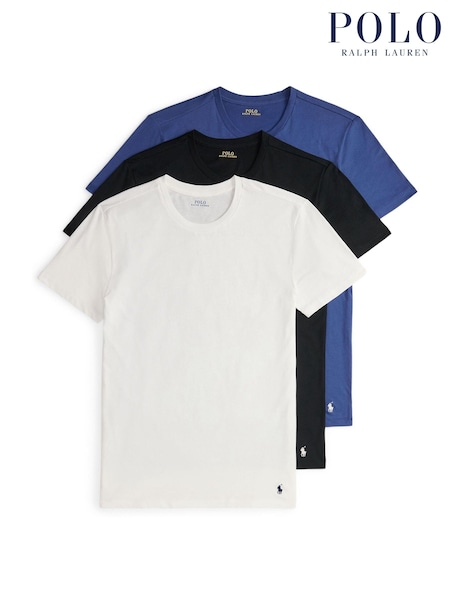 Negru crom - Polo Ralph Lauren slim 100% bumbac tricouri 3 Pachet (F64010) | 484 LEI