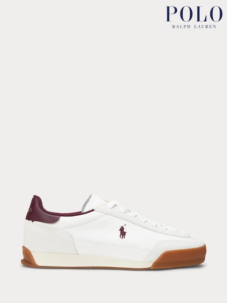 Polo Ralph Lauren White/Burgandy Hester PP Sneakers Low Top Lace Trainers (F64018) | €179