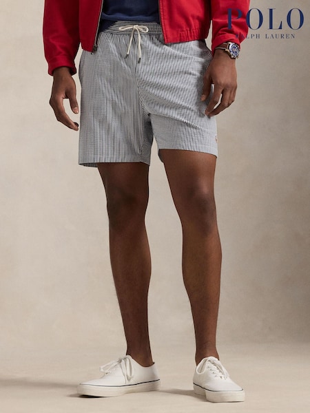 Polo Ralph Lauren Blue Stripe Traveler Mid Length Trunk Swim Shorts (F64019) | AZN 288