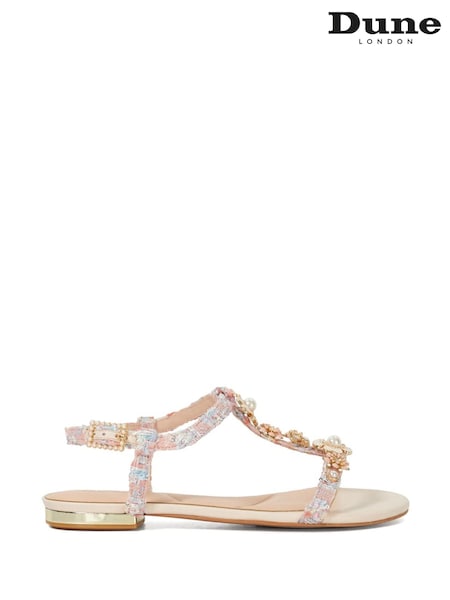 Dune London Pink Nature Enamel Floral Flat Sandals (F64061) | €113