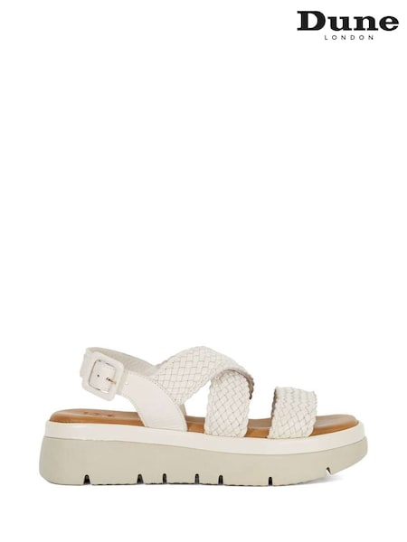 Dune London White Lorro Woven Strap Cross Over Heeled Sandals (F64069) | $173