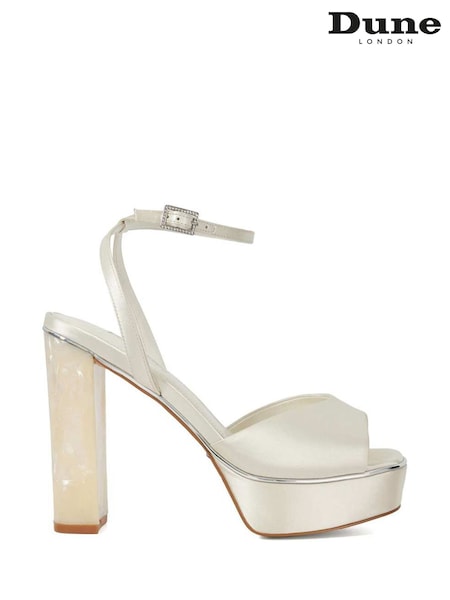 Dune London Cream Mymuse Bridal High Platform Heels (F64071) | €216