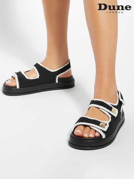 Dune London Black Luffle Double Strap Footbed Sandals (F64080) | €126