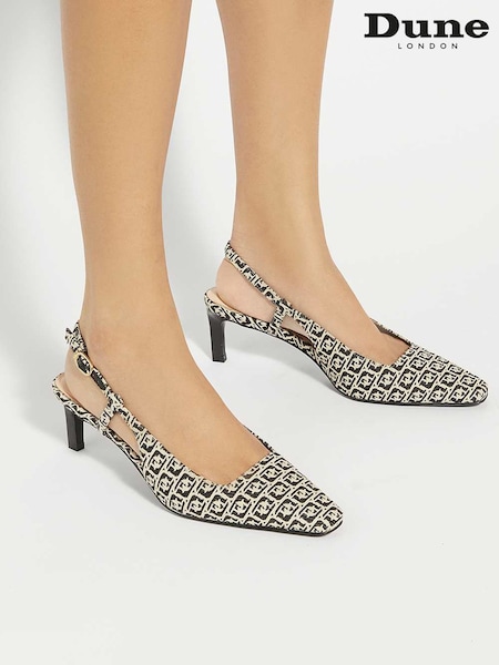 Dune London Black Dancing Mono Sling Back Kitten Heels (F64082) | €126