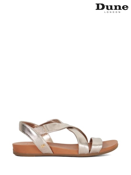 Золотой - Dune London Landies Cross Strap Comfort Flat Sandals (F64090) | €91