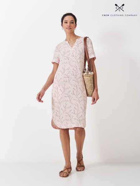 Crew Clothing Pink Lea 100% Linen-Blend Shirt Dress (F64107) | €105
